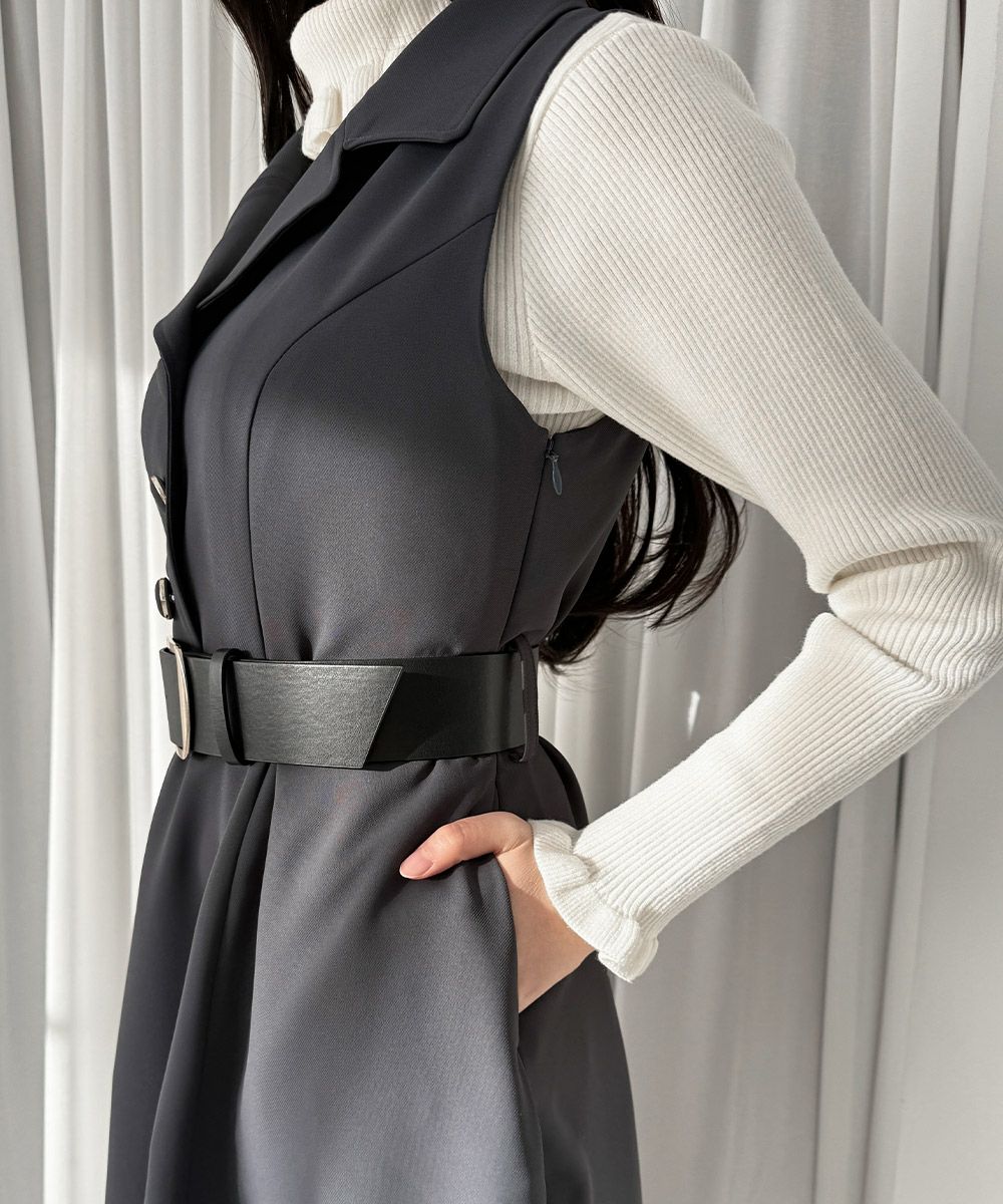 ベルト付き開衿ジレワンピース/an another angelus [57BE02f004] | F