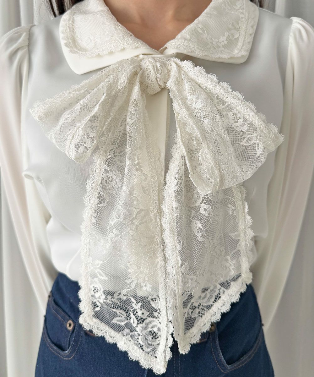 レースリボンタイ付きブラウス/an another angelus [57BF02j008] | F