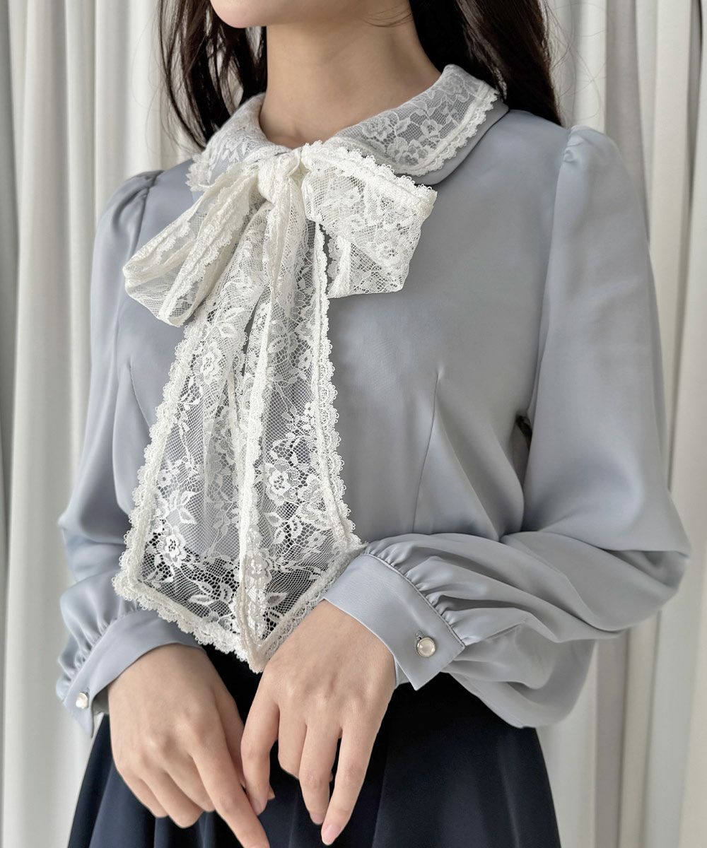 レースリボンタイ付きブラウス/an another angelus [57BF02j008] | F