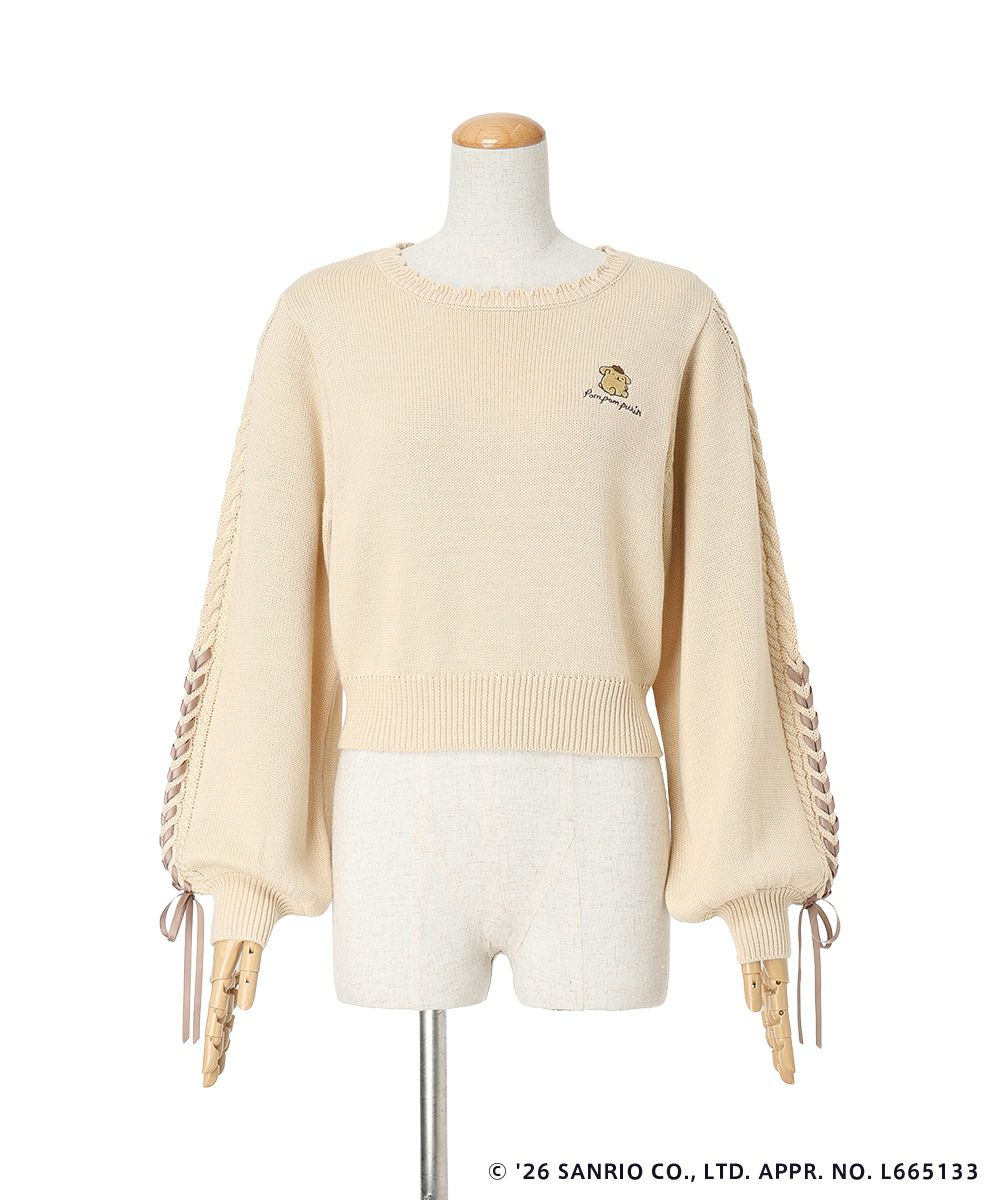 再予約】袖レースアップニットプルオーバー/ポムポムプリン/F i.n.t