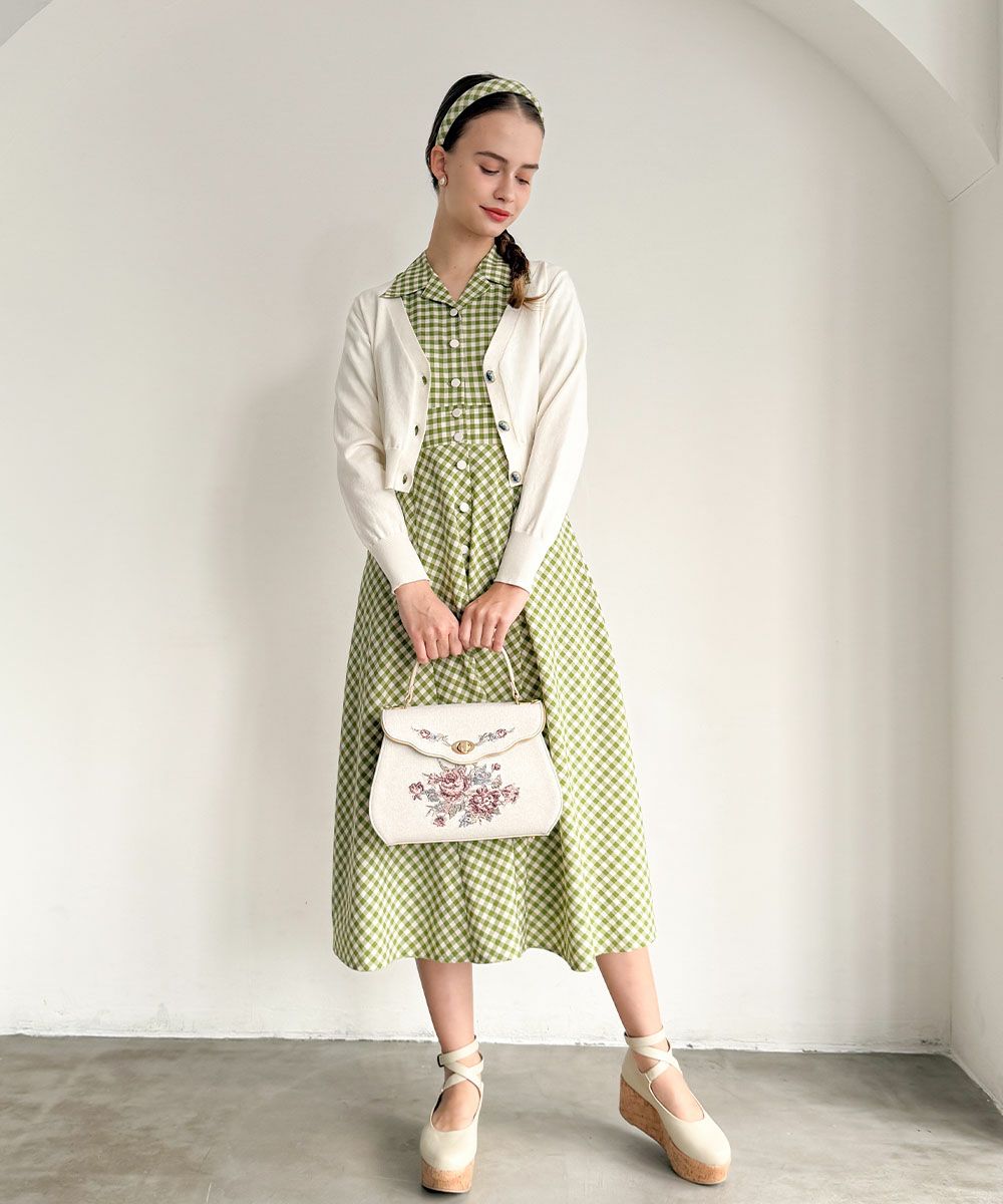 ご予約】レトロギンガム開衿ワンピース/an another angelus