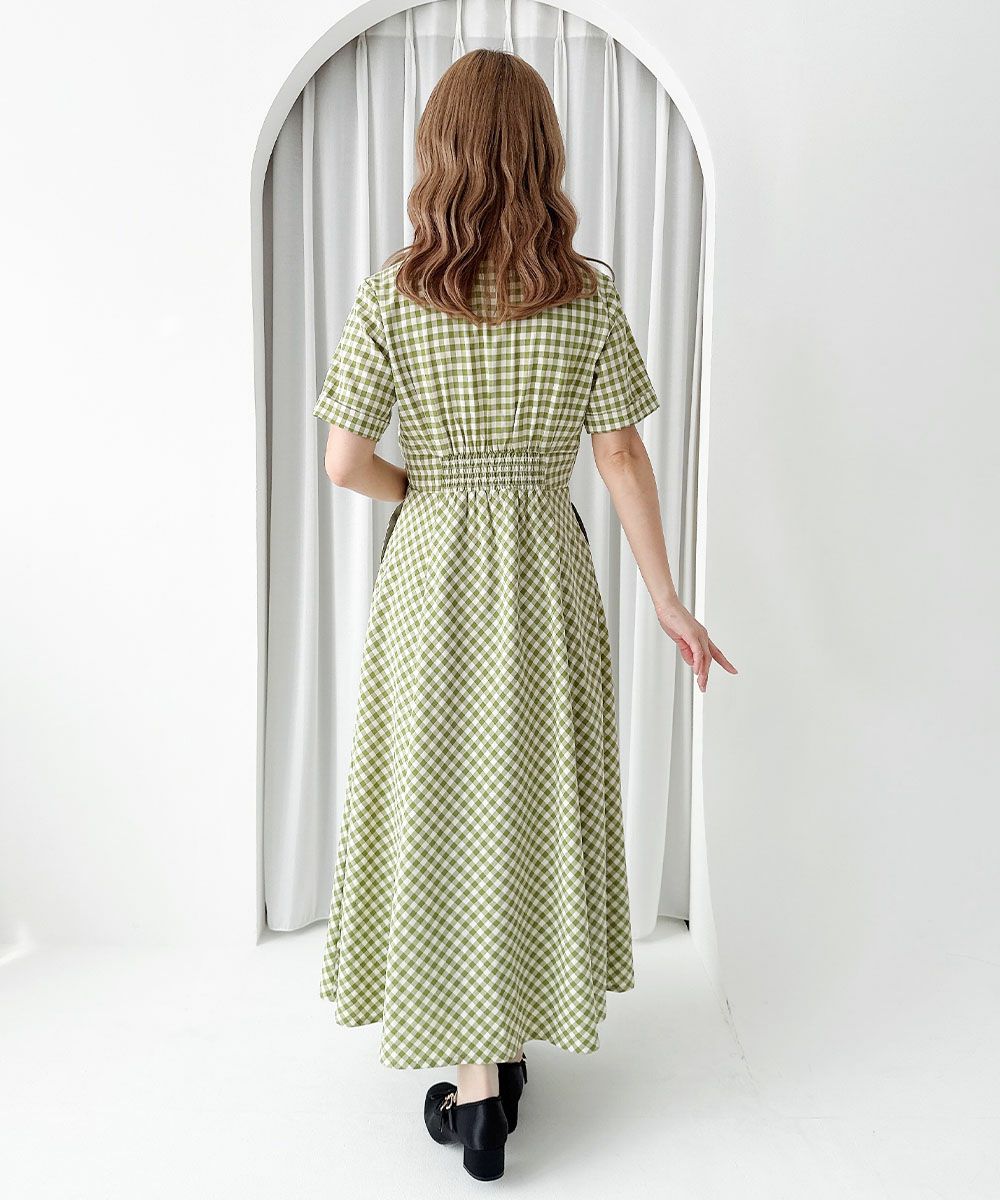 ご予約】レトロギンガム開衿ワンピース/an another angelus