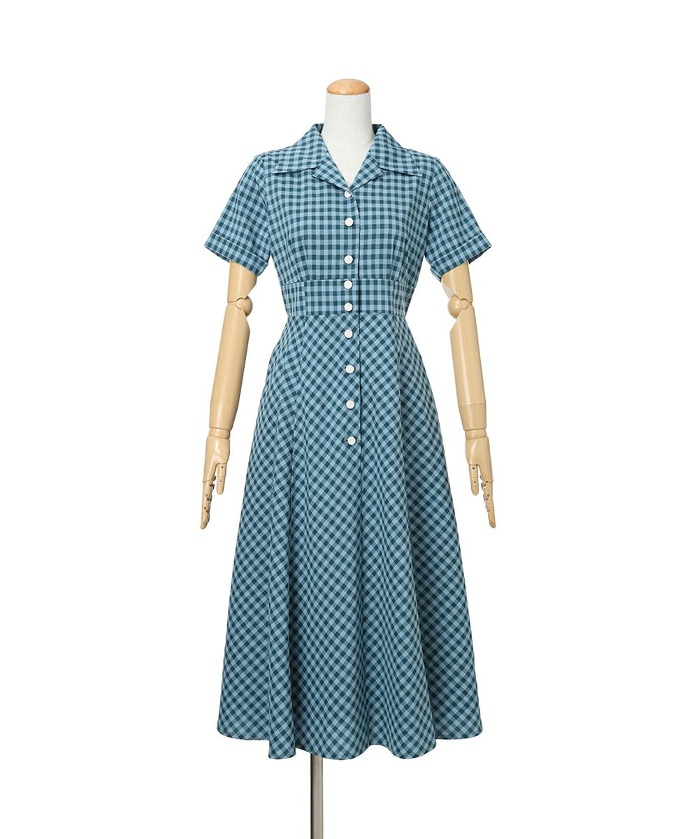 ご予約】レトロギンガム開衿ワンピース/an another angelus